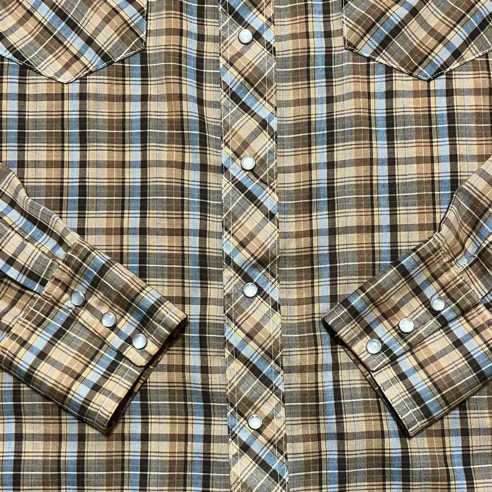 VTG 70s Wrangler Cowboy Cut Long Tails 15.5-36 USA Made Pearl Snap Single Needle - Picture 3 of 7